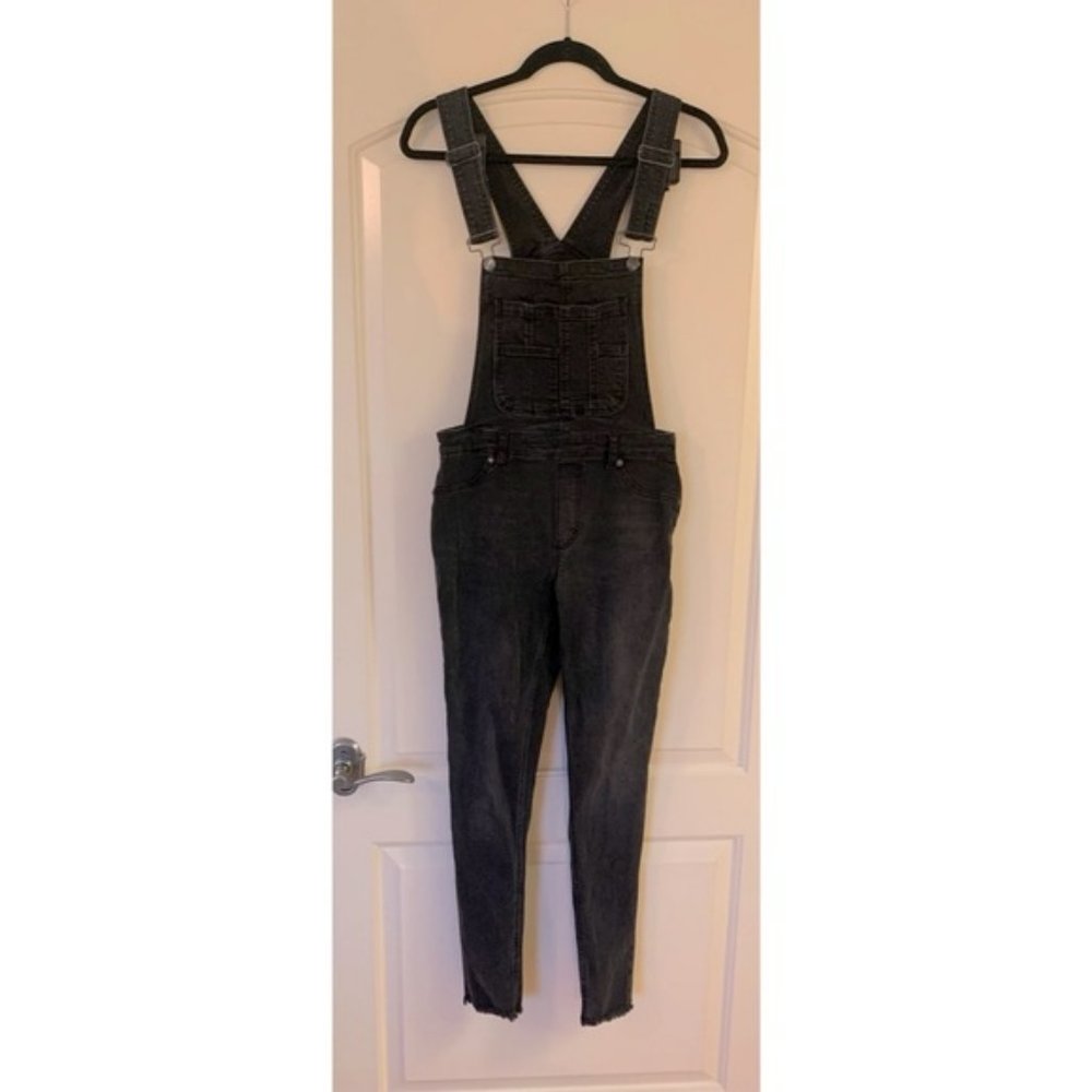 Free People Black denim overalls